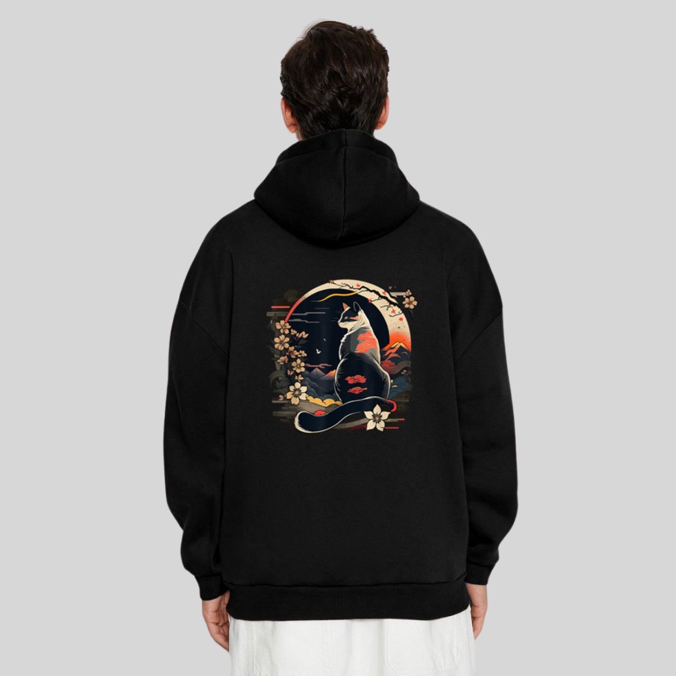 Kawaii Cat Anime Japanese Retro Men Women Kids Funny Cat Hoodie
