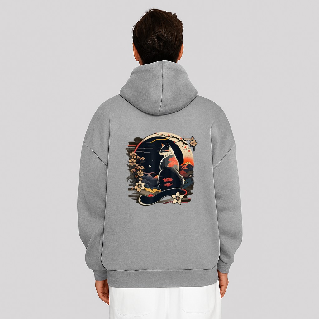 Kawaii Cat Anime Japanese Retro Men Women Kids Funny Cat Hoodie