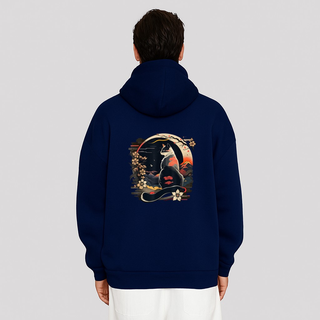 Kawaii Cat Anime Japanese Retro Men Women Kids Funny Cat Hoodie