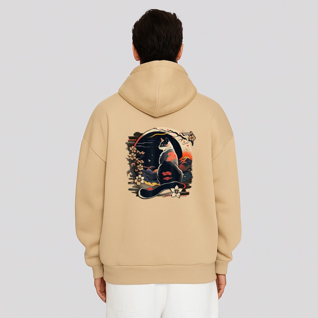 Kawaii Cat Anime Japanese Retro Men Women Kids Funny Cat Hoodie