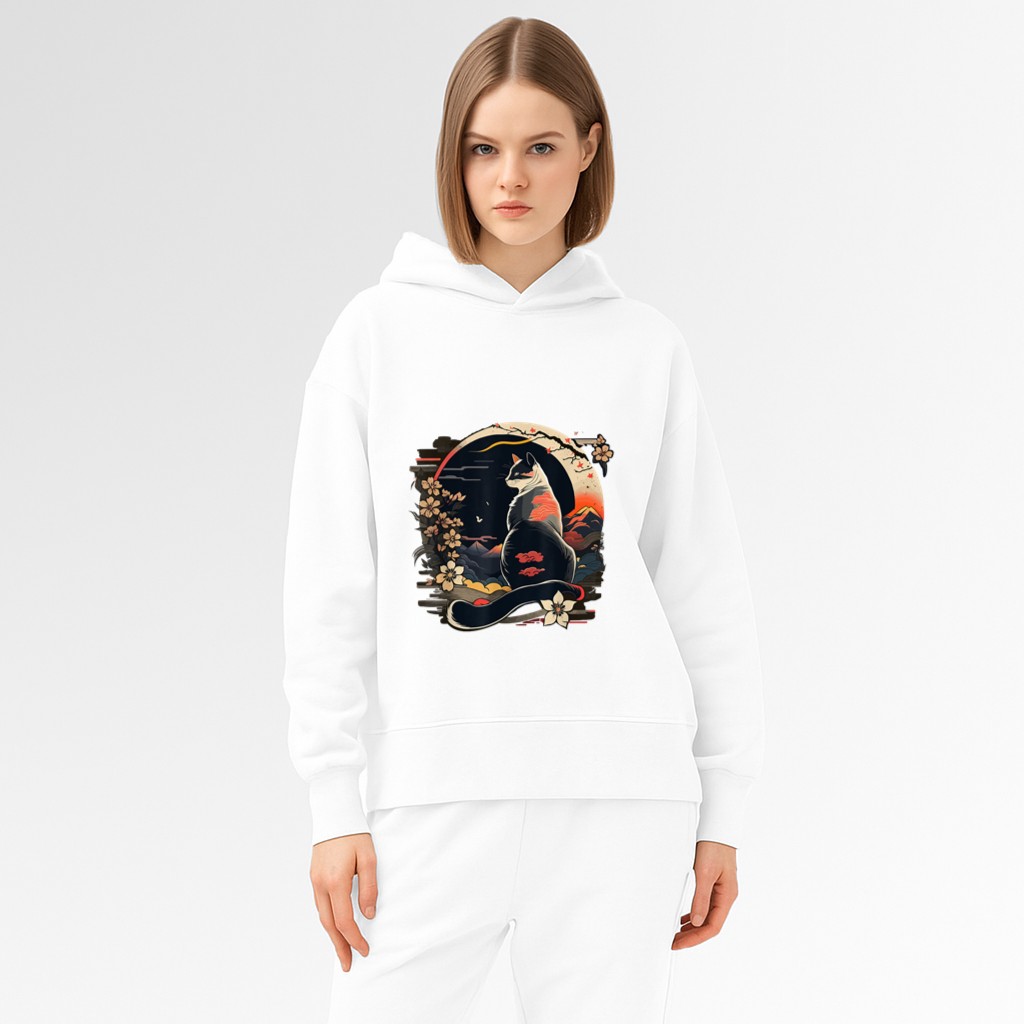 Kawaii Cat Anime Japanese Retro Men Women Kids Funny Cat Hoodie
