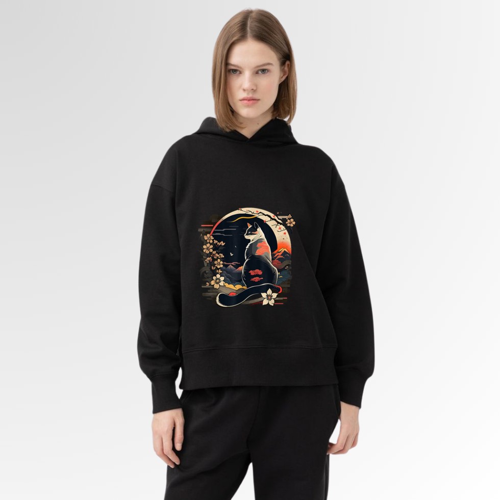 Kawaii Cat Anime Japanese Retro Men Women Kids Funny Cat Hoodie