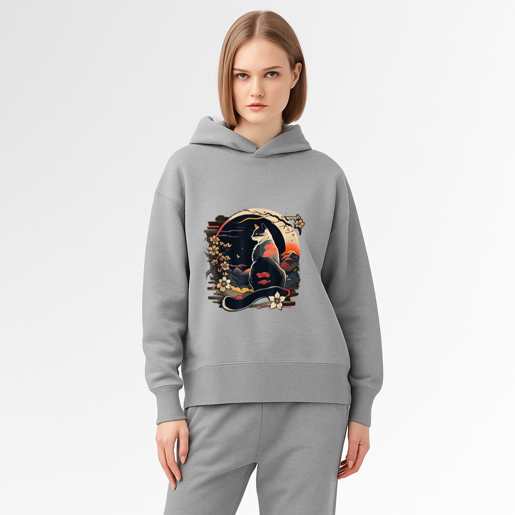 Kawaii Cat Anime Japanese Retro Men Women Kids Funny Cat Hoodie