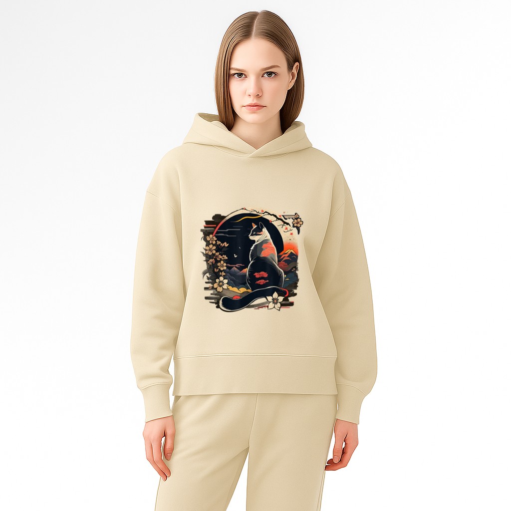 Kawaii Cat Anime Japanese Retro Men Women Kids Funny Cat Hoodie