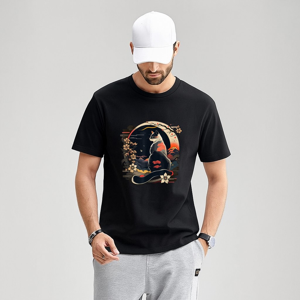 Kawaii Cat Anime Japanese Retro Men Women Kids Funny Cat T-Shirt