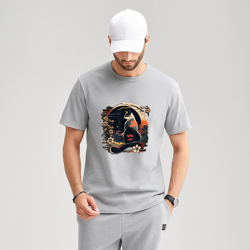 Kawaii Cat Anime Japanese Retro Men Women Kids Funny Cat T-Shirt