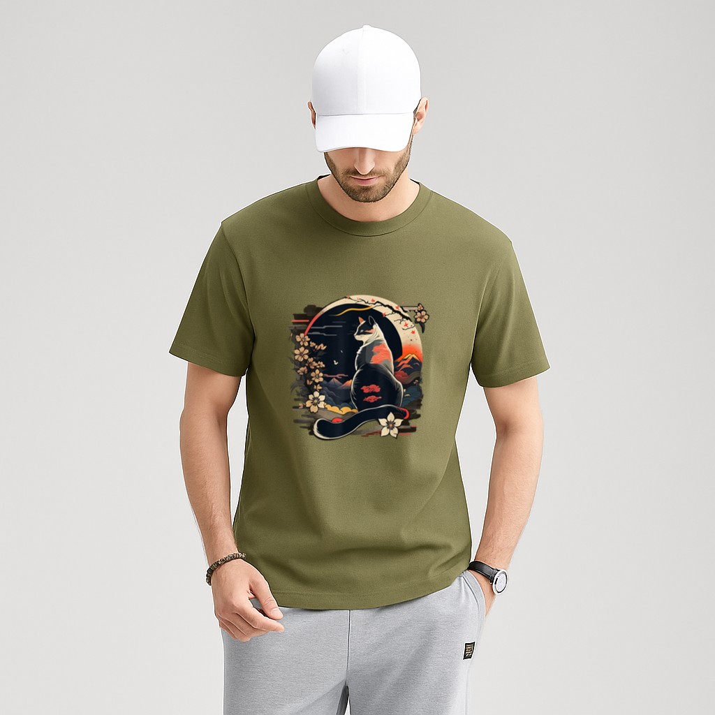 Kawaii Cat Anime Japanese Retro Men Women Kids Funny Cat T-Shirt