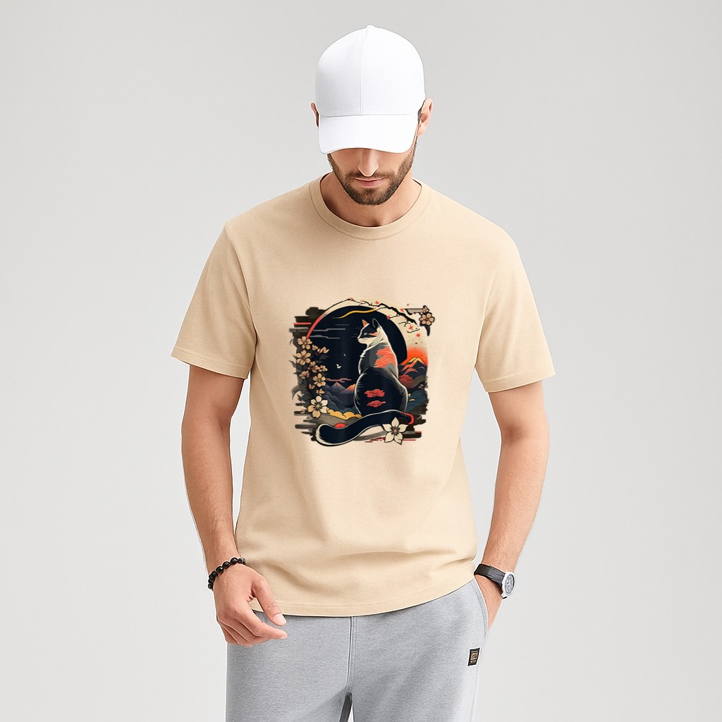 Kawaii Cat Anime Japanese Retro Men Women Kids Funny Cat T-Shirt