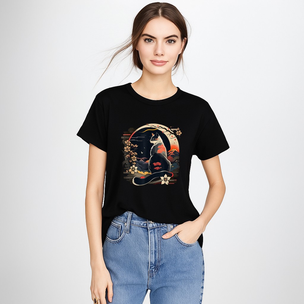 Kawaii Cat Anime Japanese Retro Men Women Kids Funny Cat T-Shirt