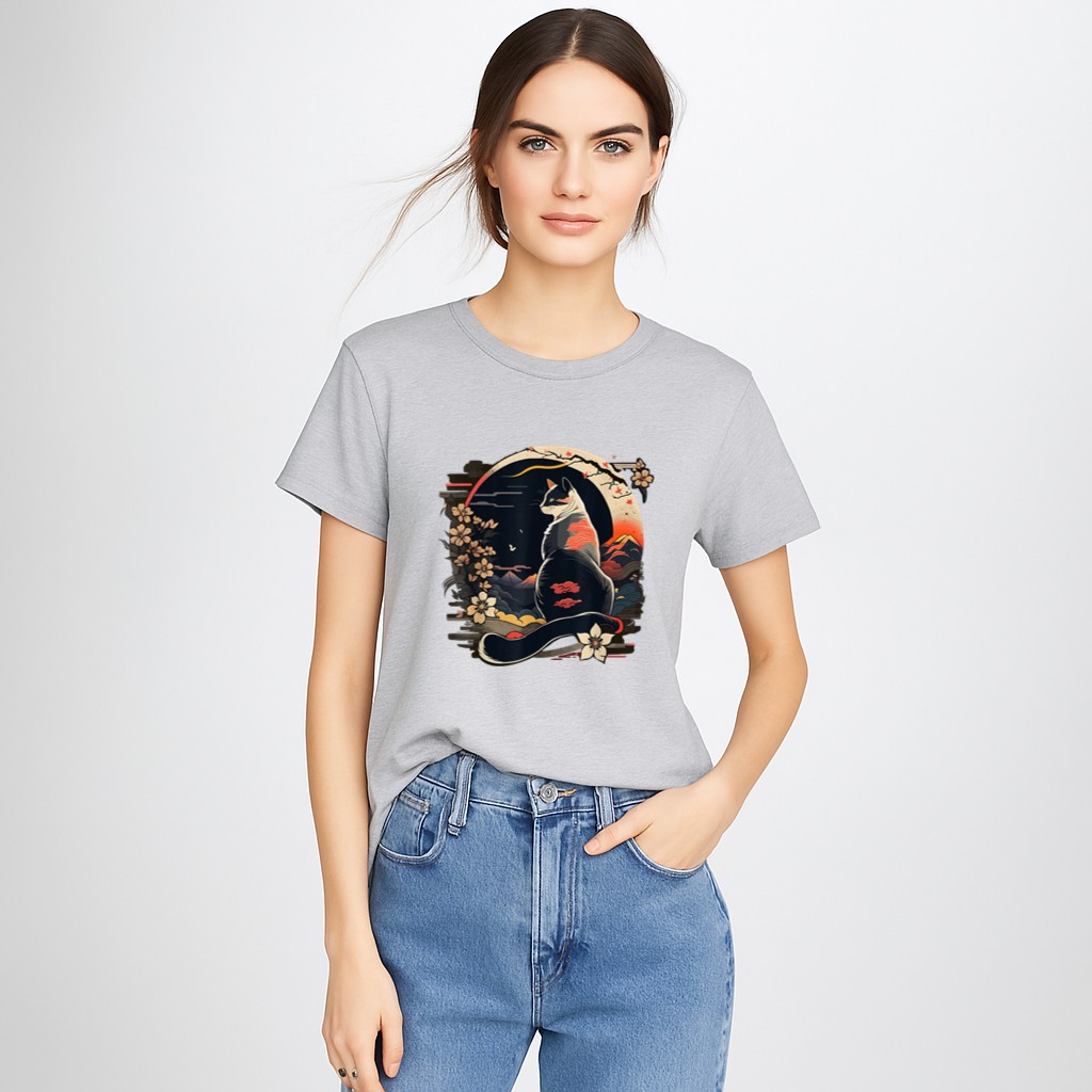 Kawaii Cat Anime Japanese Retro Men Women Kids Funny Cat T-Shirt