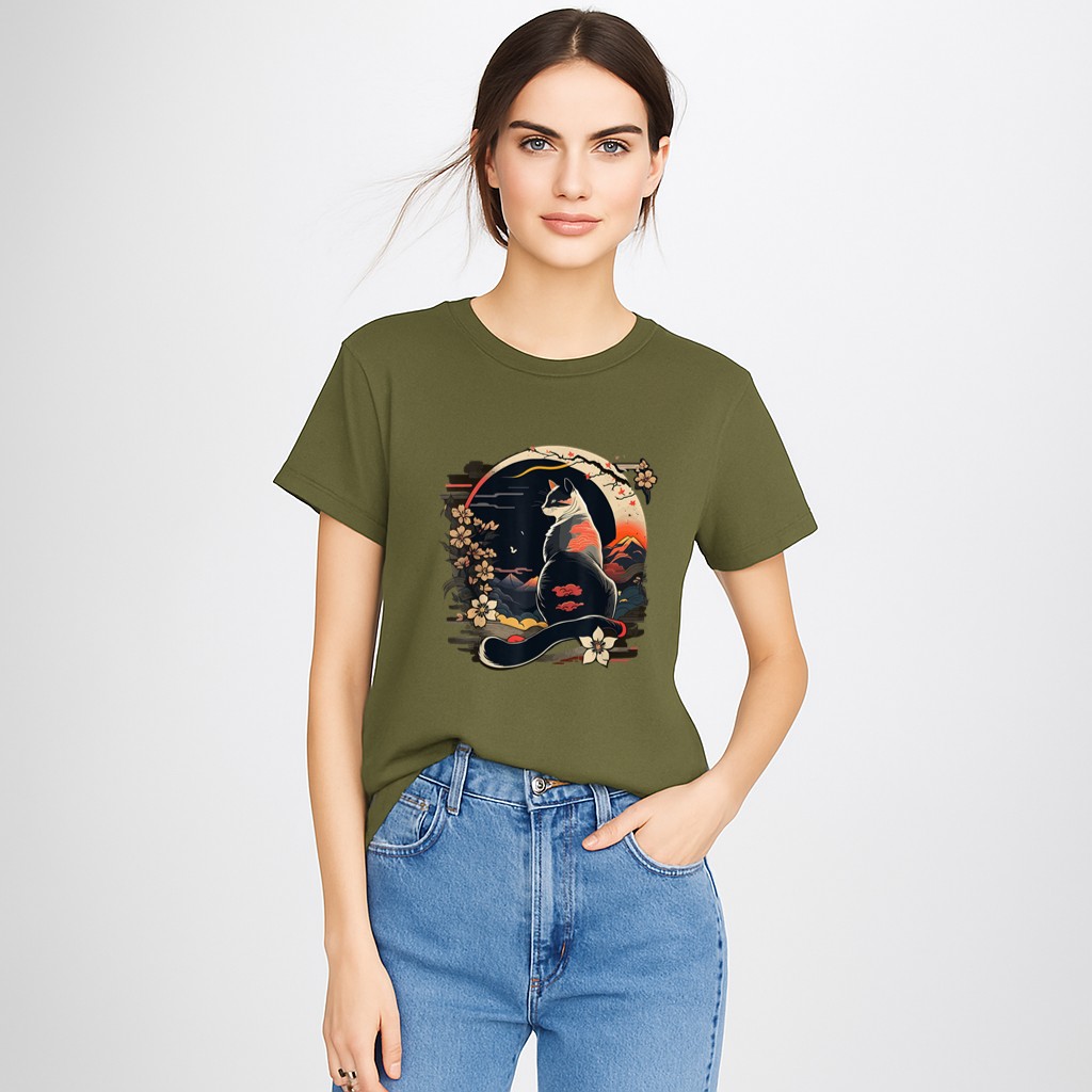 Kawaii Cat Anime Japanese Retro Men Women Kids Funny Cat T-Shirt