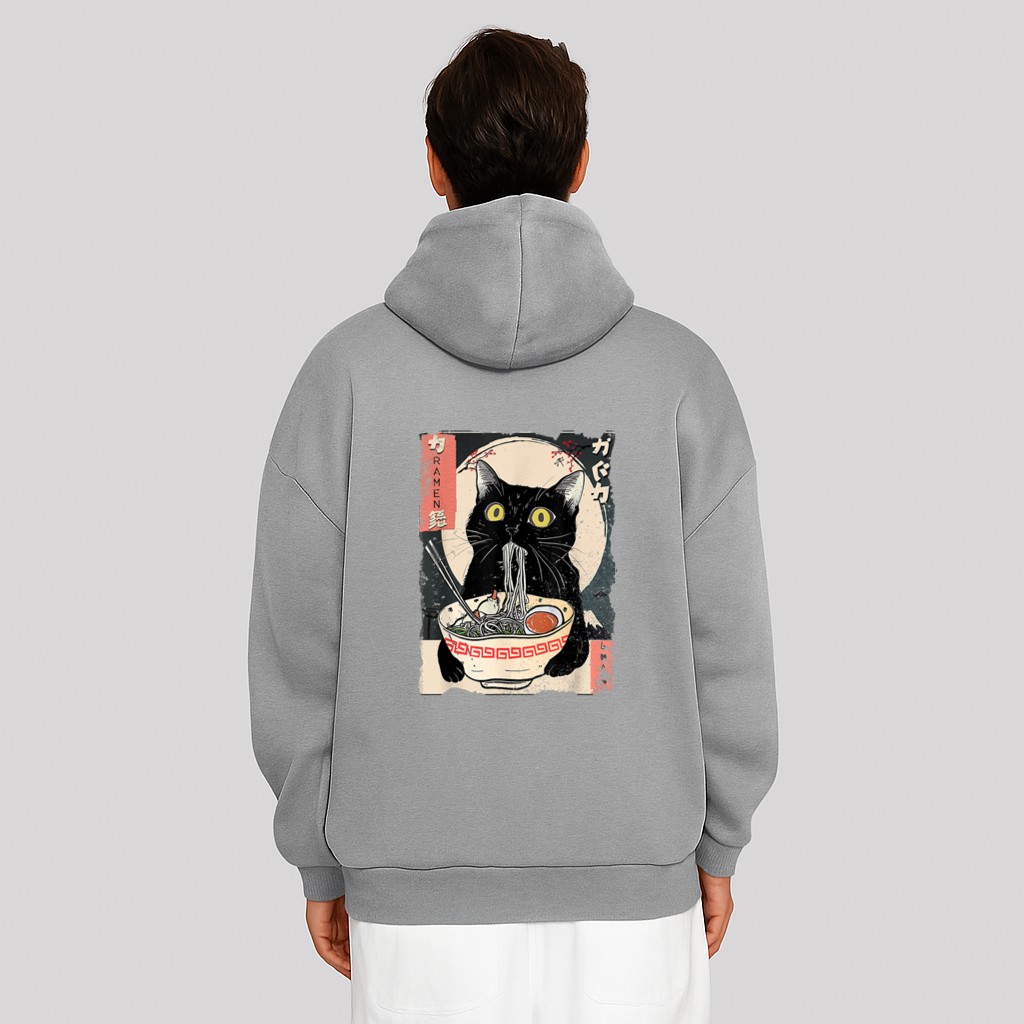 Kawaii Cat Eating Ramen Noodles Funny Anime Gift Girls Teens Hoodie