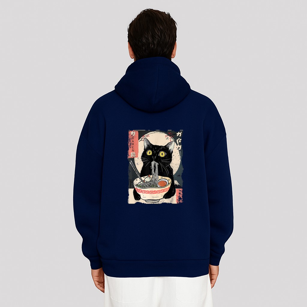 Kawaii Cat Eating Ramen Noodles Funny Anime Gift Girls Teens Hoodie