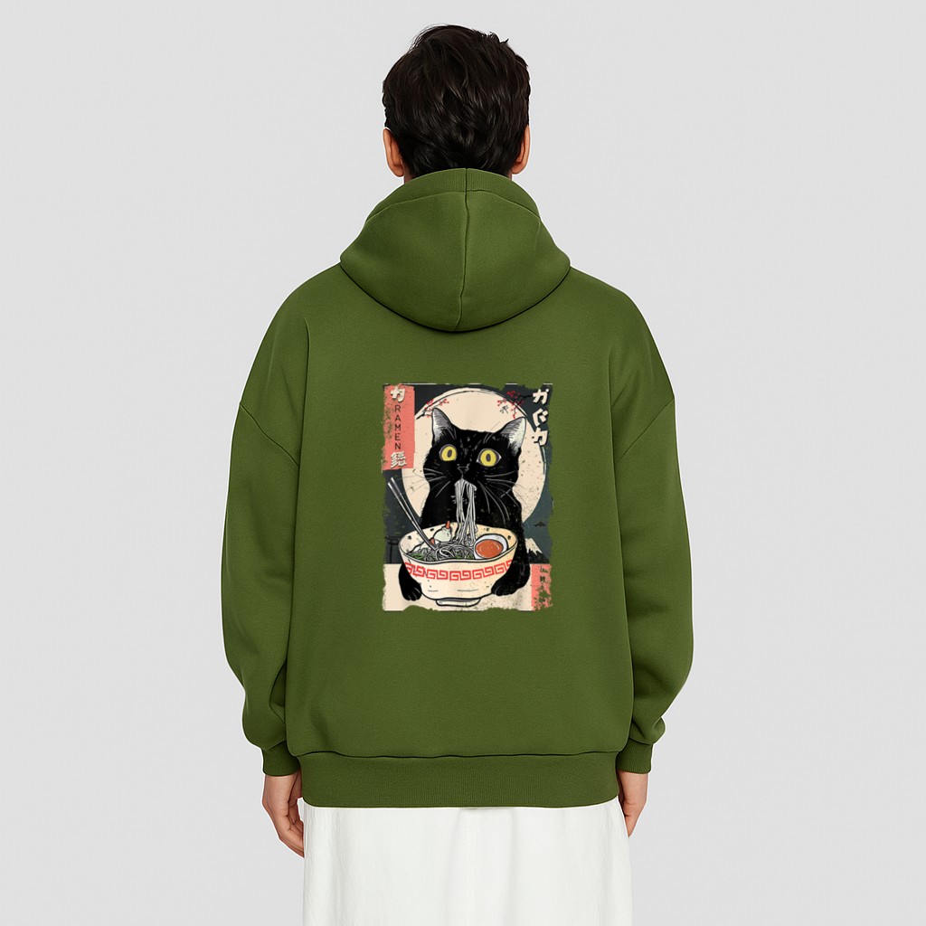 Kawaii Cat Eating Ramen Noodles Funny Anime Gift Girls Teens Hoodie