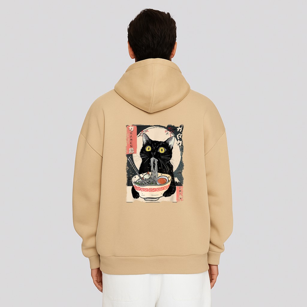 Kawaii Cat Eating Ramen Noodles Funny Anime Gift Girls Teens Hoodie