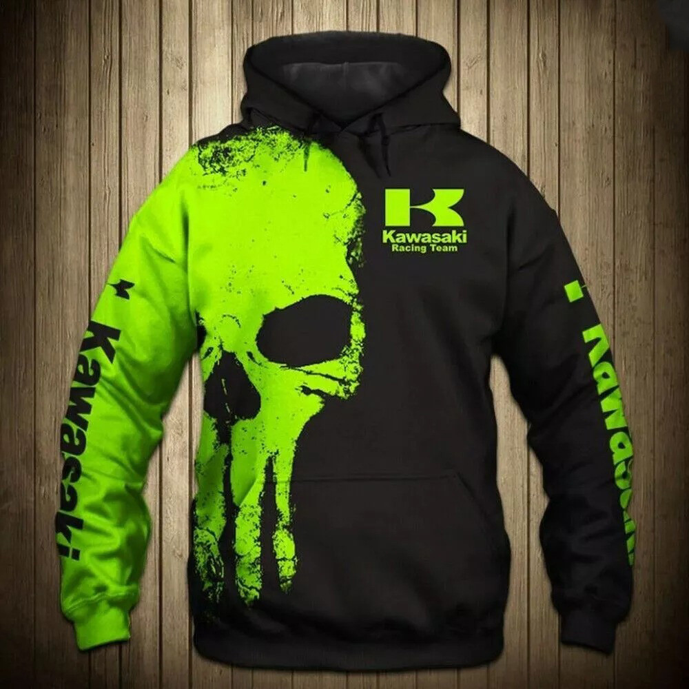 Kawasaki F1 Racing Team Skull Hoodie Gifts For Racing Fans