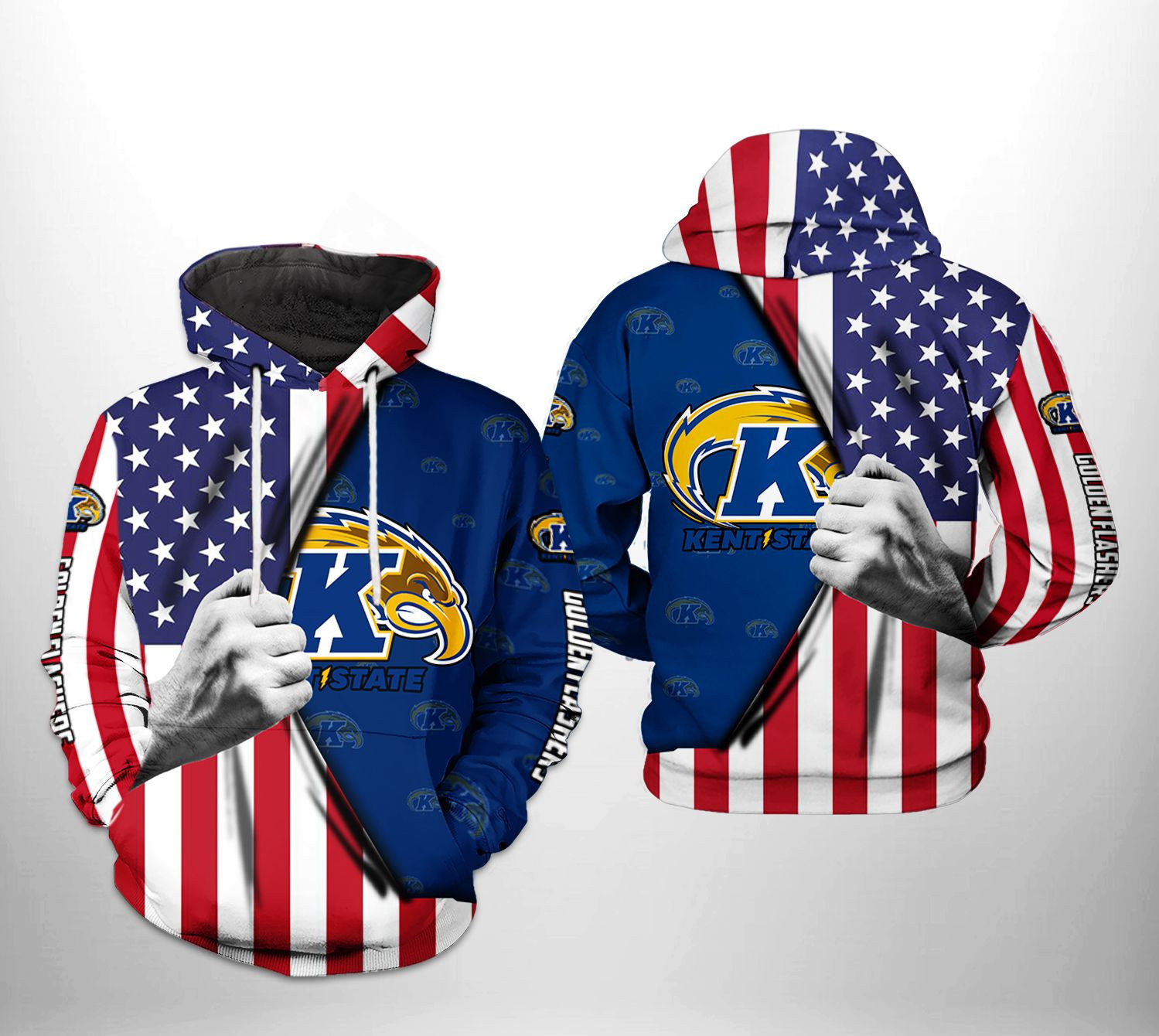 Kent State Golden Flashers NCAA US Flag Hoodie  Zip Hoodie Version 581