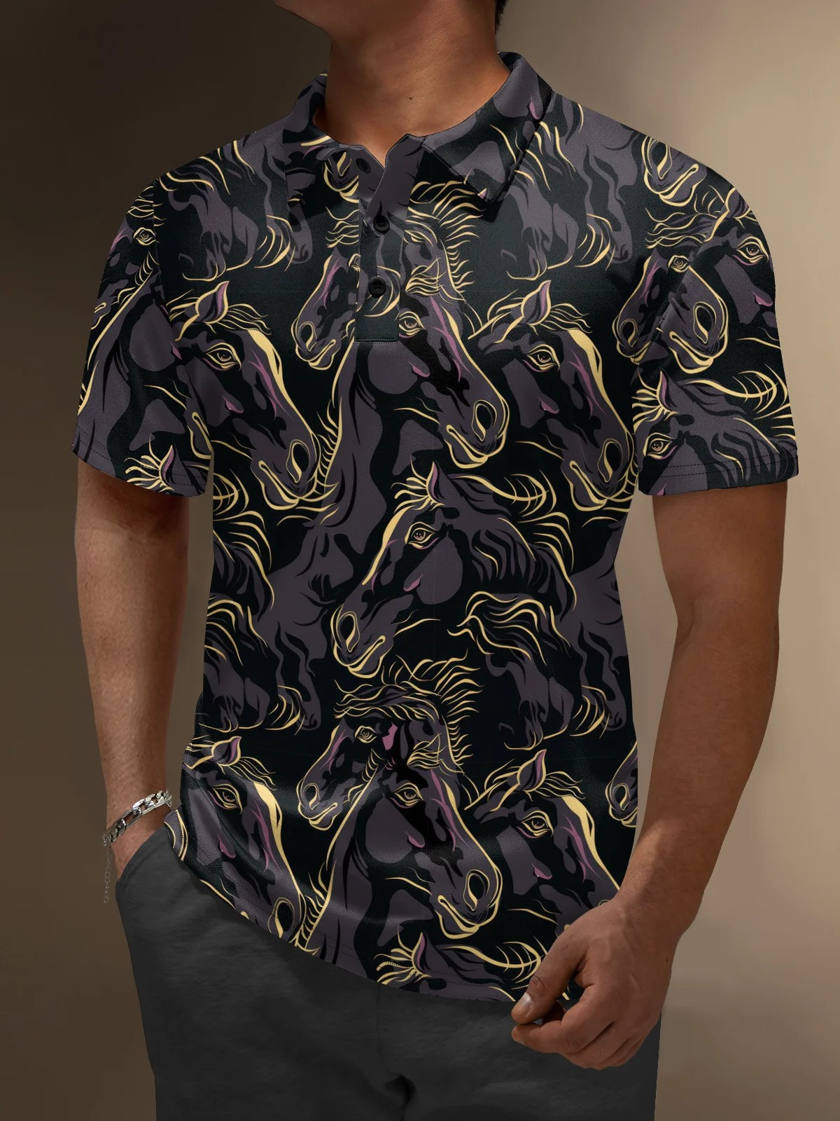 Kentucky Derby Horse Abstract Line Drawing Golf Polo