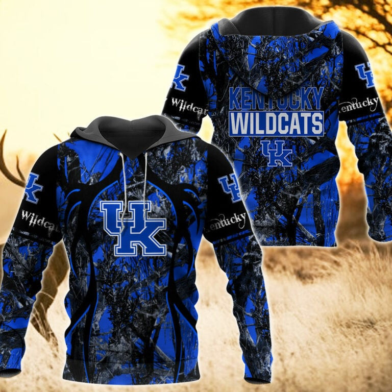 Kentucky Wildcats Camo Hunting 3D printed Sweatshirt Hoodie Zipped Hoodie