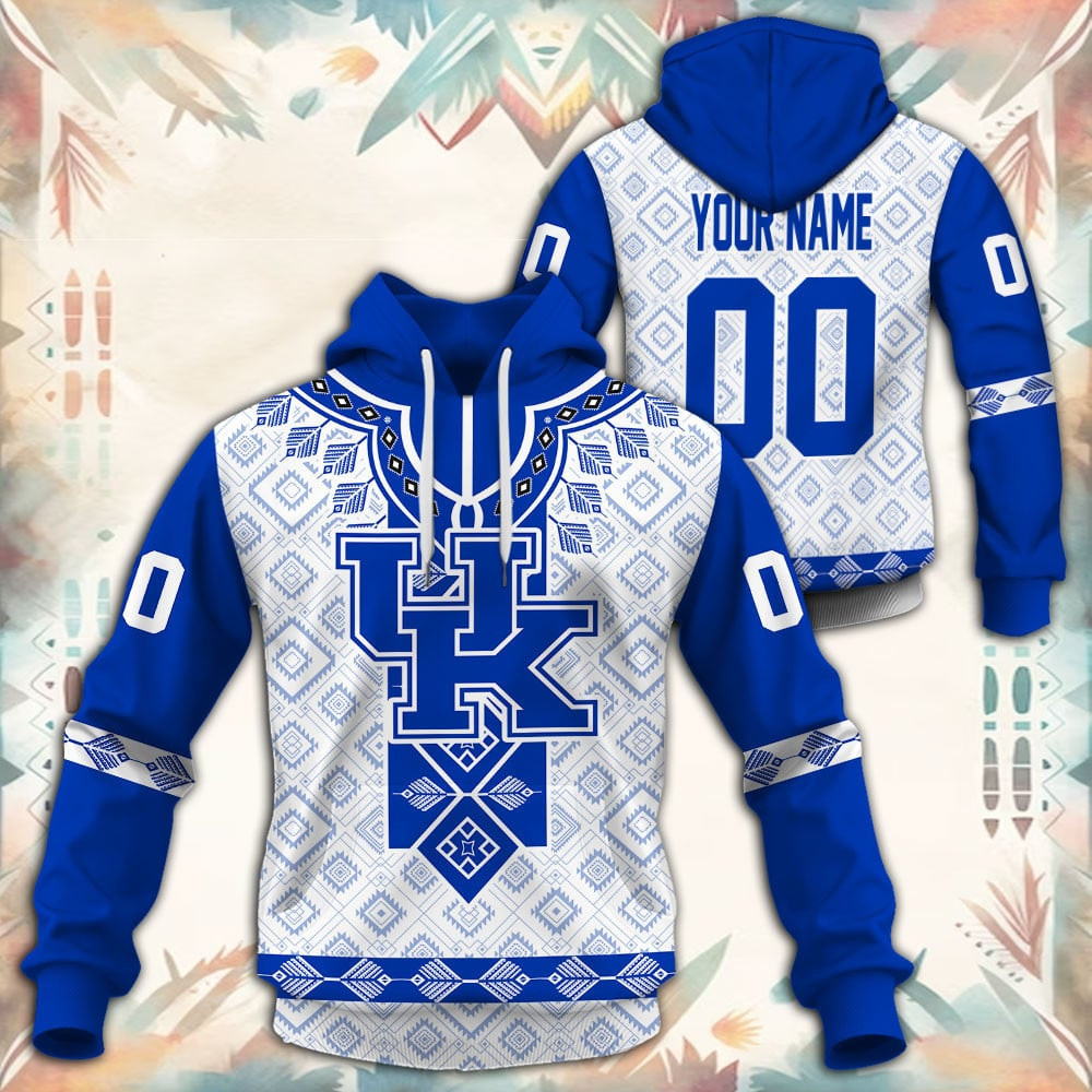 Kentucky Wildcats Native Tribal Custom Name And Number 3D printed Sweatshirt Hoodie Zipped Hoodie