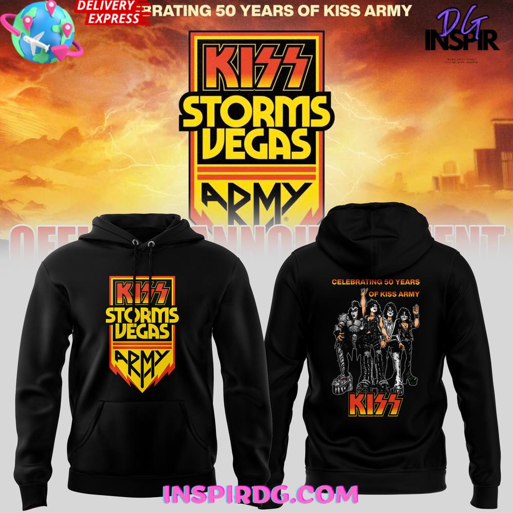 KISS Storms Vegas 50th Anniversary Special Edition Hoodie Premium Merchandises