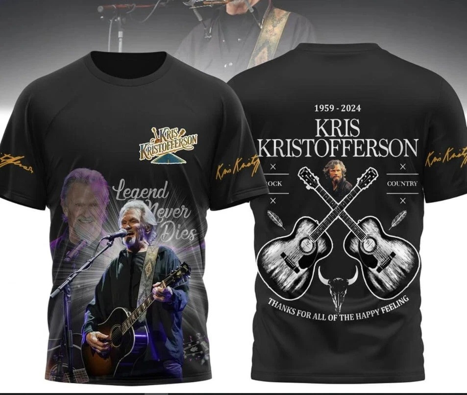 Kris Kristofferson Legend Never Dies 1936-2024 3D T-shirt Memorial Gifts For Fans