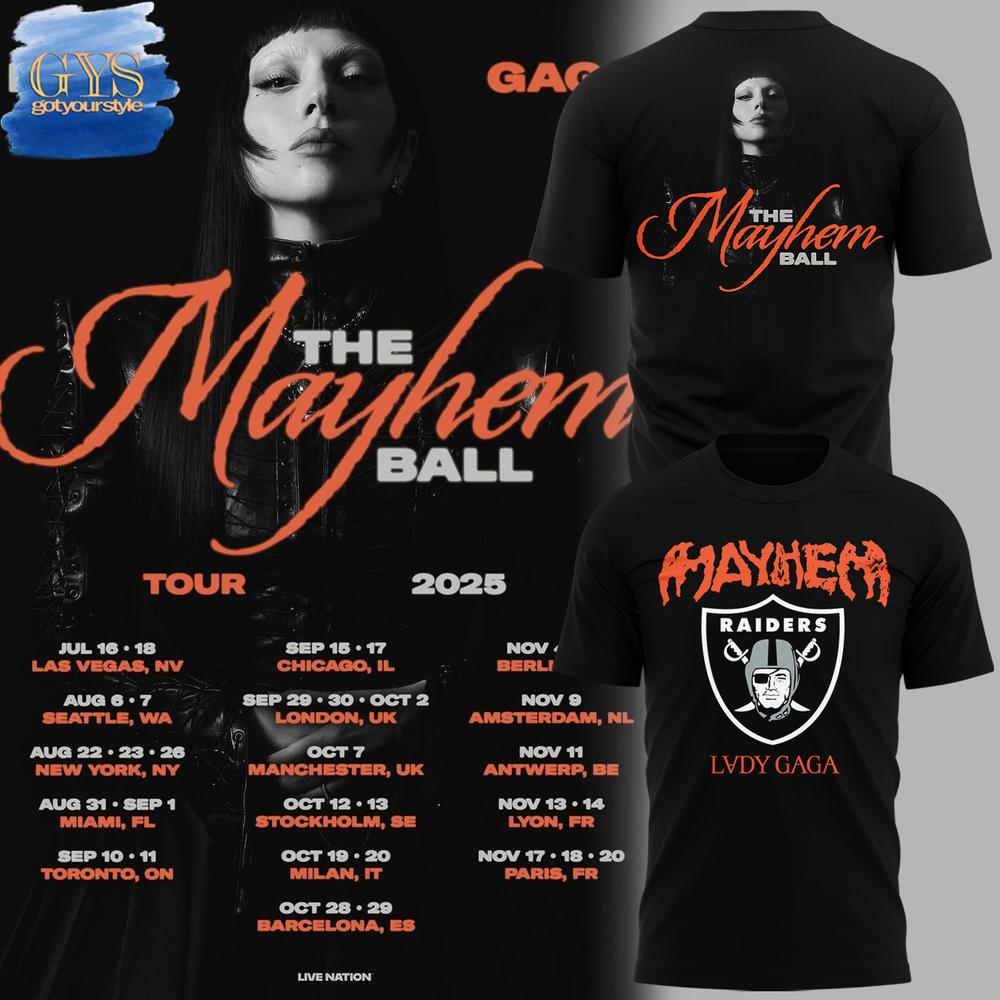 Lady Gaga Las Vegas Raiders The Mayhem Ball Tour 2025 T-Shirt Premium Merchandise