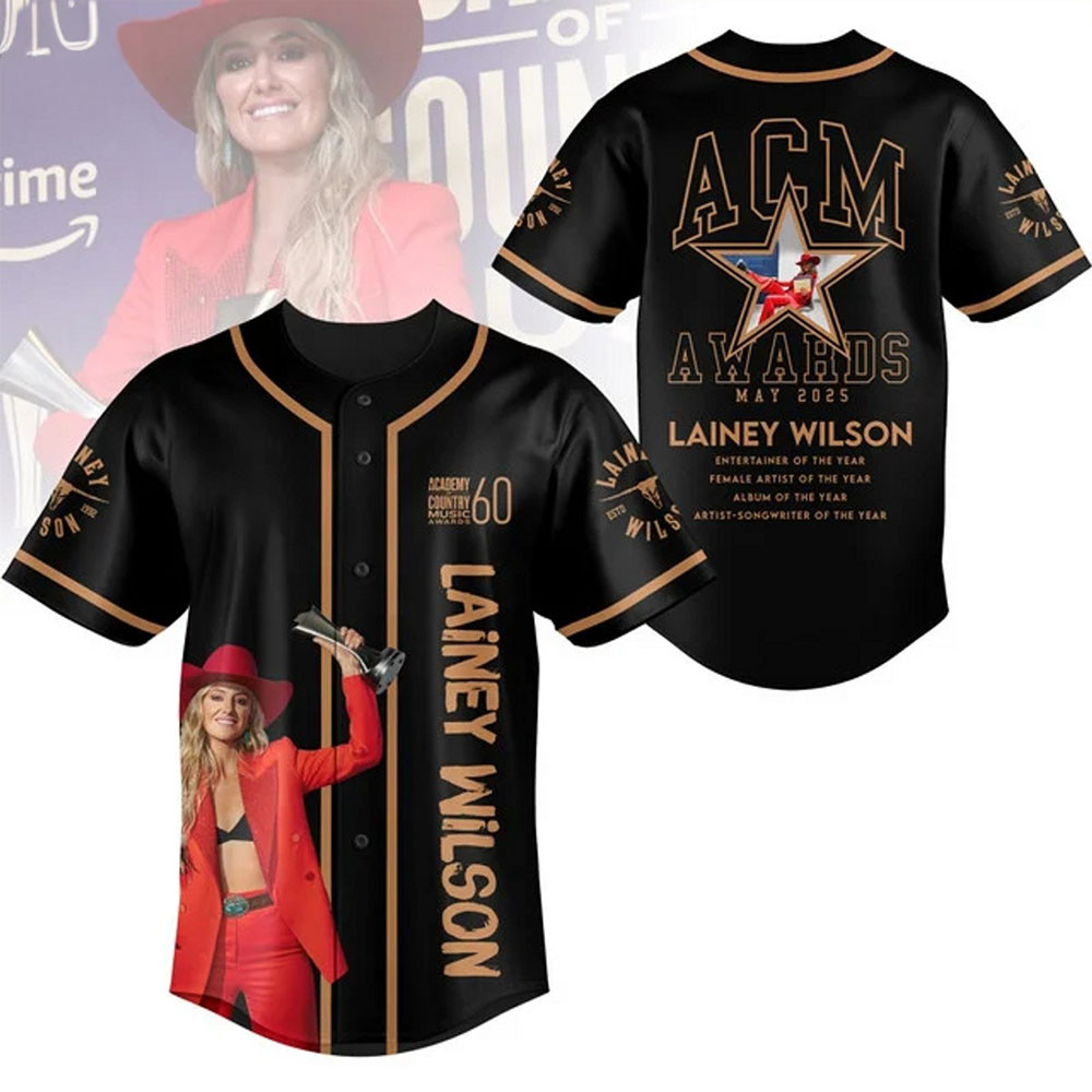 Lainey Wilson ACM Awards May 2025 Baseball Jersey Black Best Music Merch