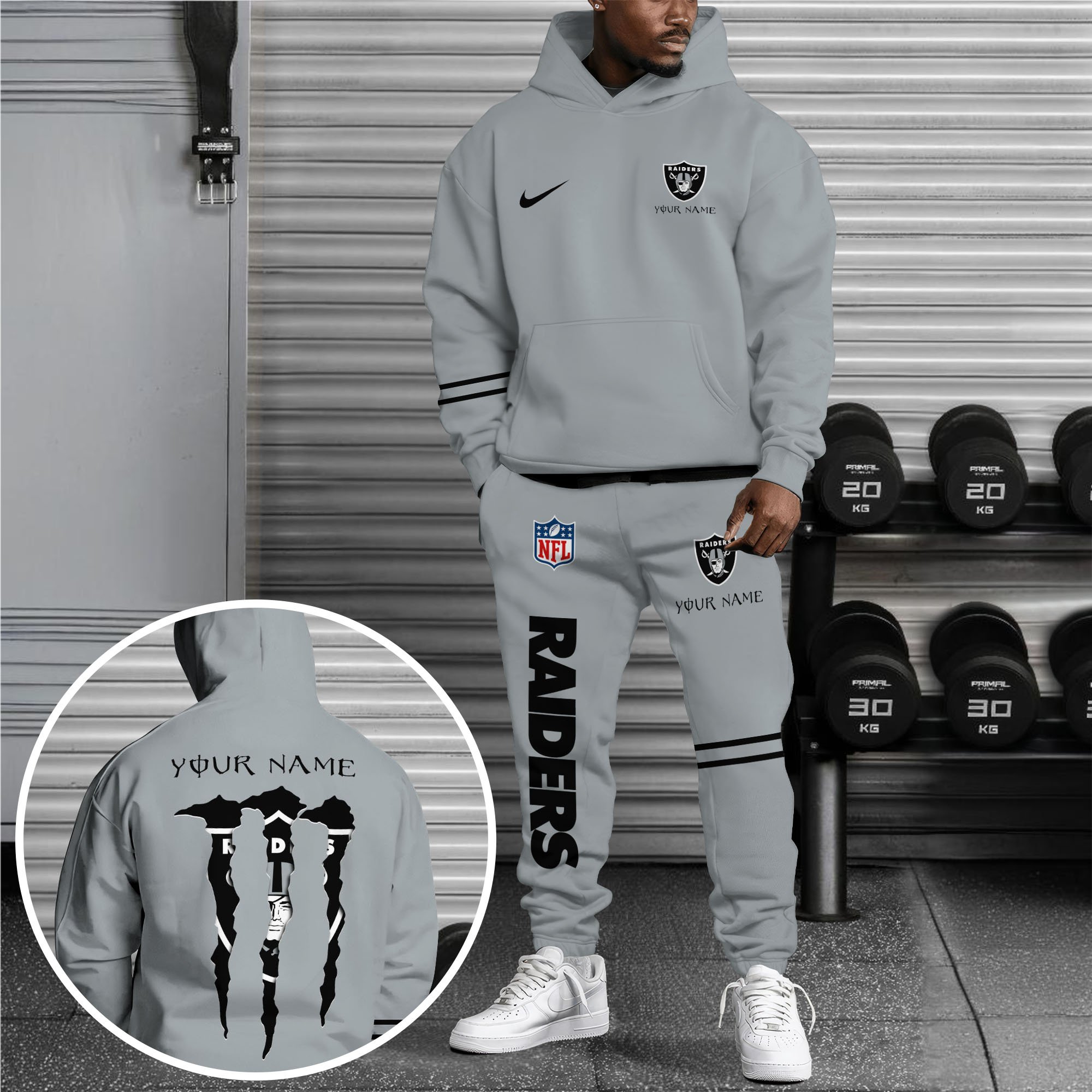 Las Vegas Raiders Hoodie Sweatpants Set Custom Your name, Sport Hoodie Sweatpants Set Gift For Sport Music Fans