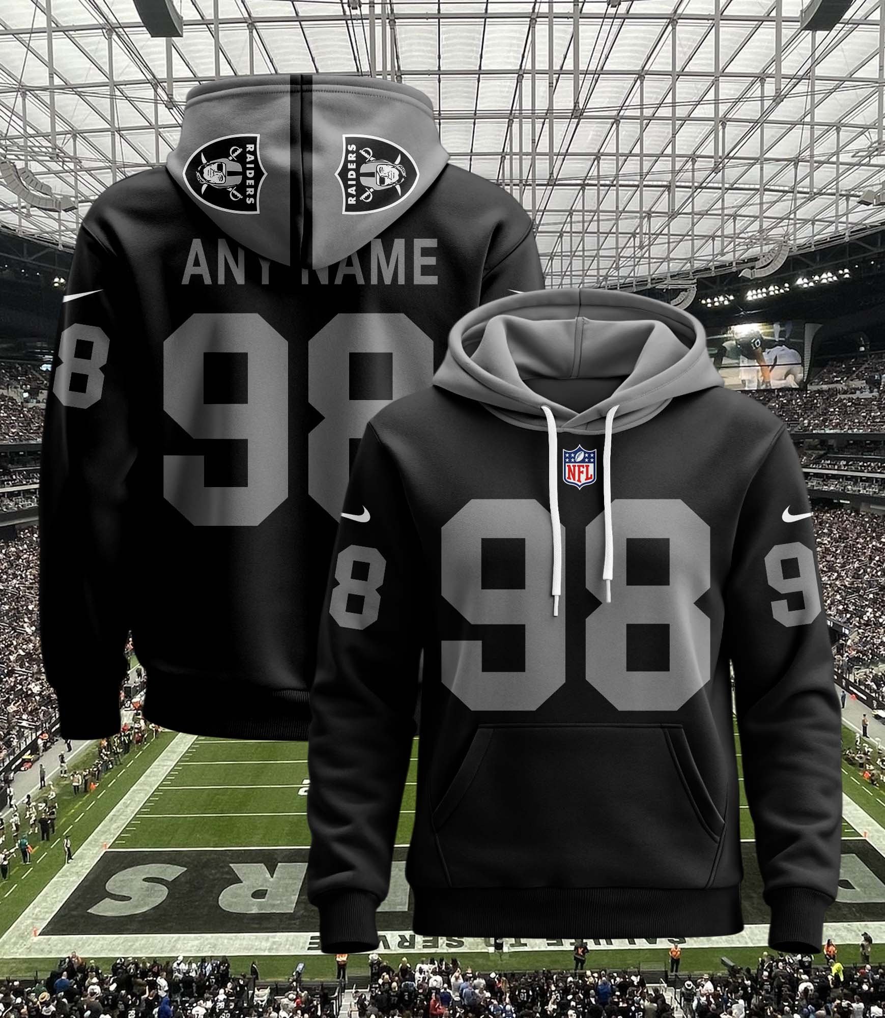 Las Vegas Raiders Personalized Name And Number NFL 3D Hoodie Style 3 Gift For Sport Music Fans