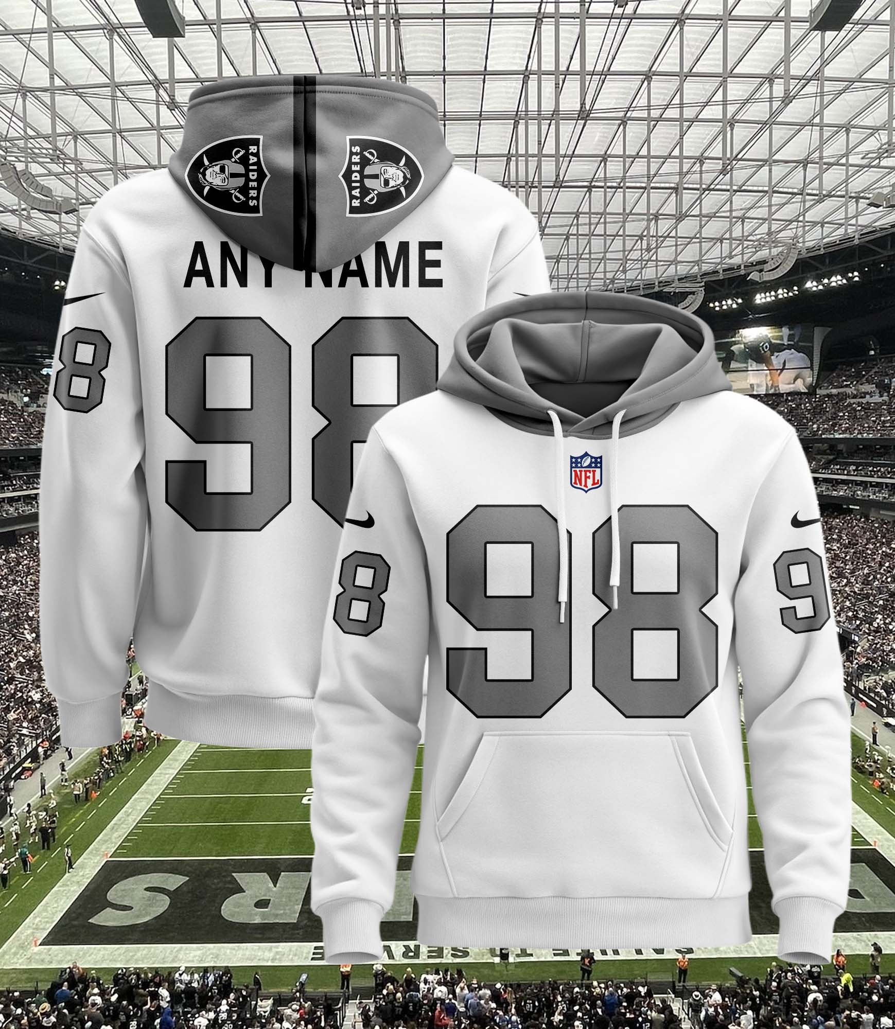 Las Vegas Raiders Personalized Name And Number NFL 3D Hoodie Style 5 Gift For Sport Music Fans