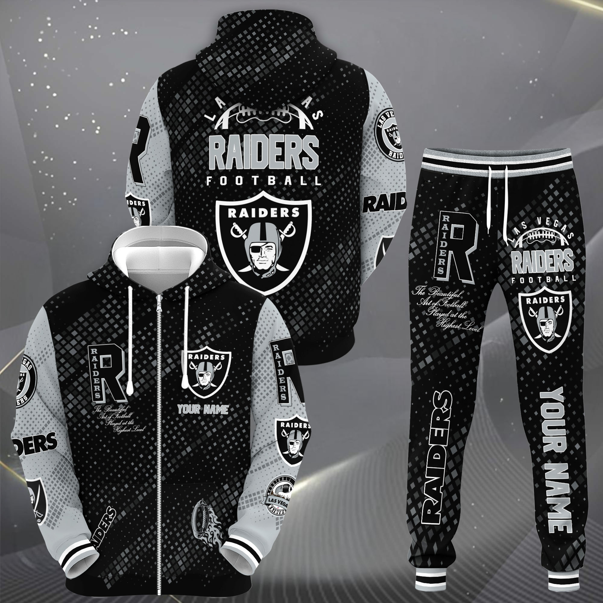 Las Vegas Raiders Tracksuit Set â€“ Custom Name Hoodie + Joggers