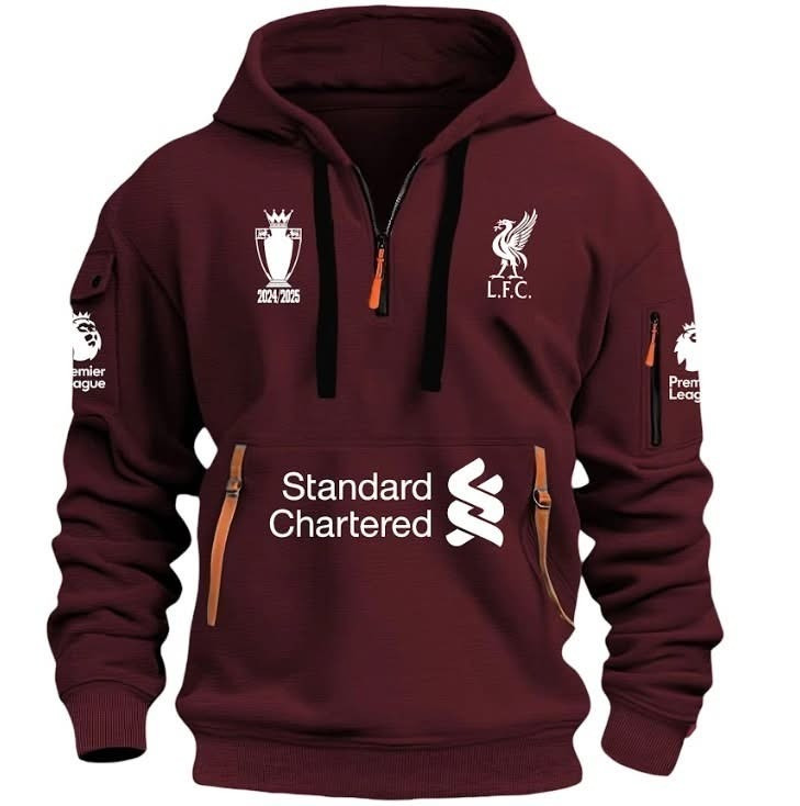 League CHAMPION x Liverpool F.C Half Zipper Hoodie Liverpool Champions Hoodie 2025