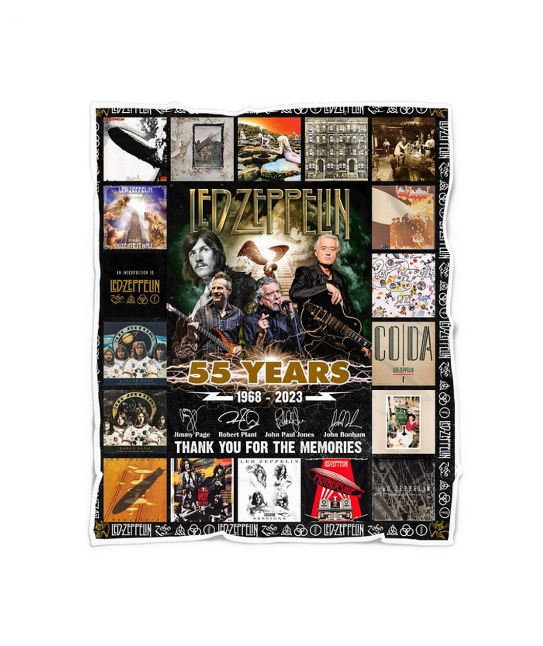 Led Zeppelin 55 Years 1968 - 2023 Thank You For The Memories Quilt, Fleece Blanket, Sherpa Fleece Blanket