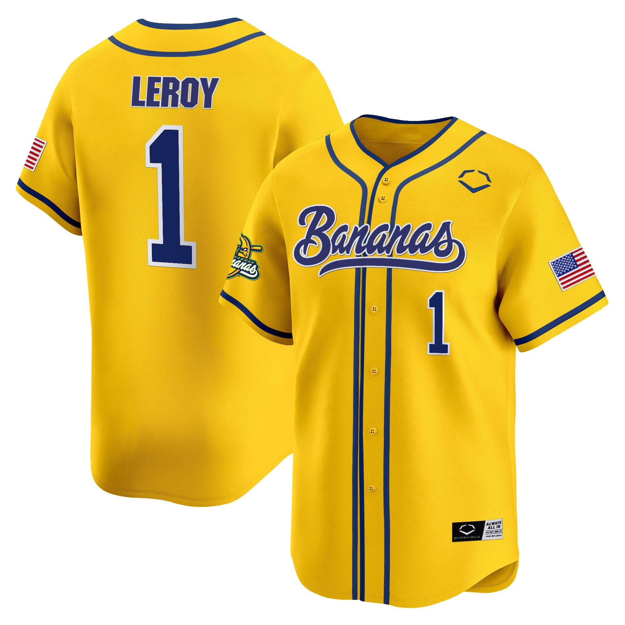 Leroy Savannah Jersey Baseball Bananas Ball Yellow Merch Apparel Best Gifts For Fans