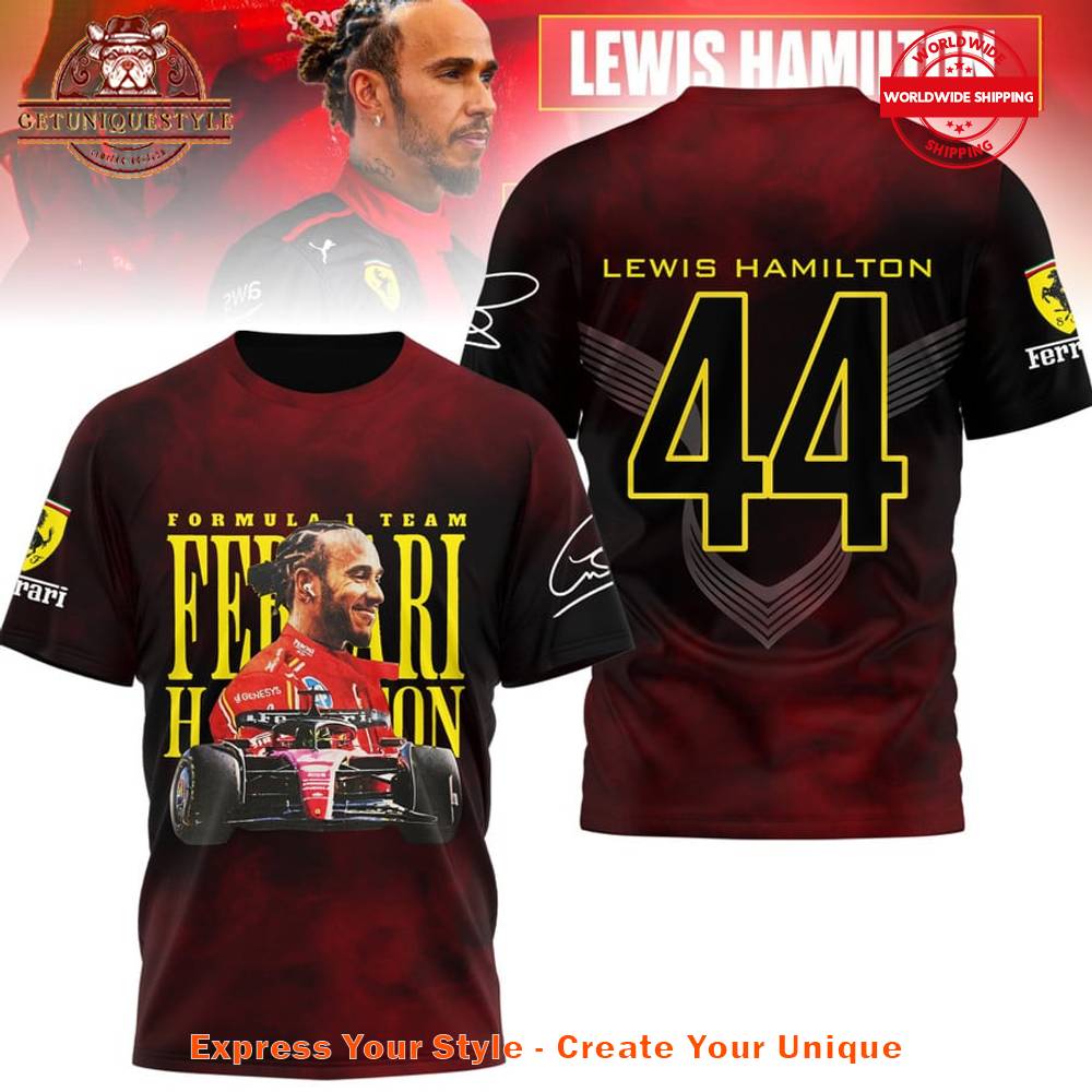 Lewis Hamilton Formula 1 Team Ferrari T-shirt Premium Merchandise
