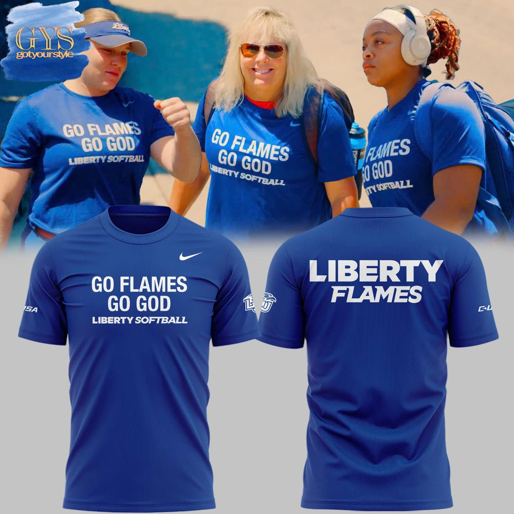 Liberty Flames Go Flames Go God Blue Shirt Premium Merchandises