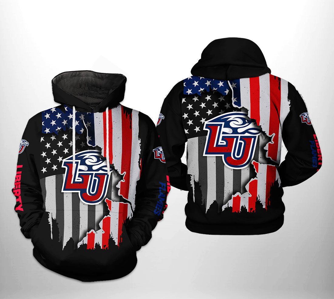 Liberty Flames NCAA US Flag Hoodie  Zip Hoodie Version 626