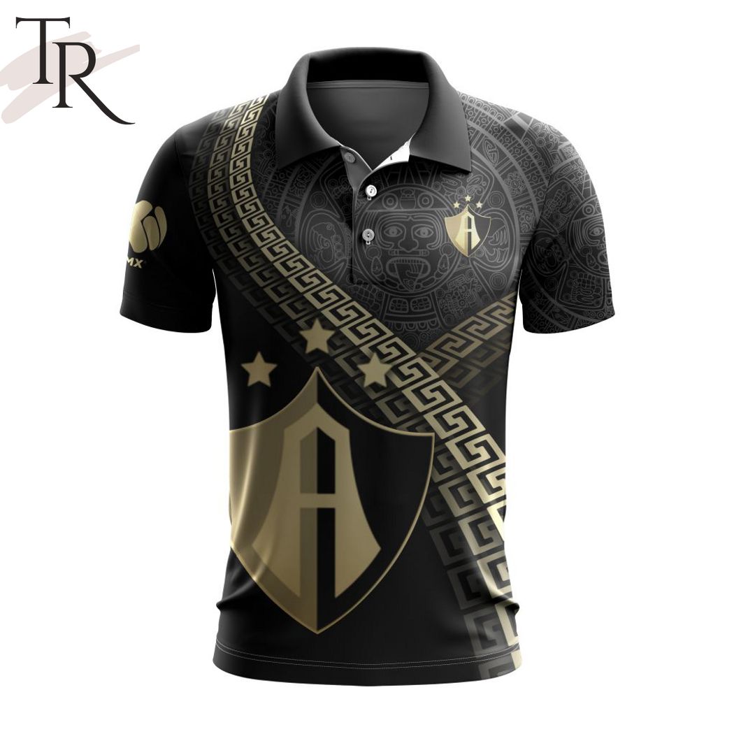 LIGA MX Atlas F.C Special Black And Gold Design Polo Shirt