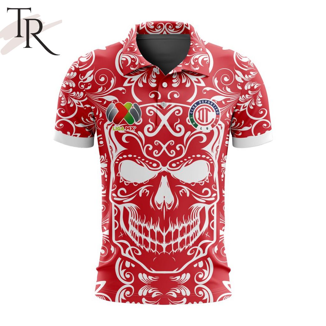LIGA MX Deportivo Toluca Special Dia De Muertos Design Polo Shirt