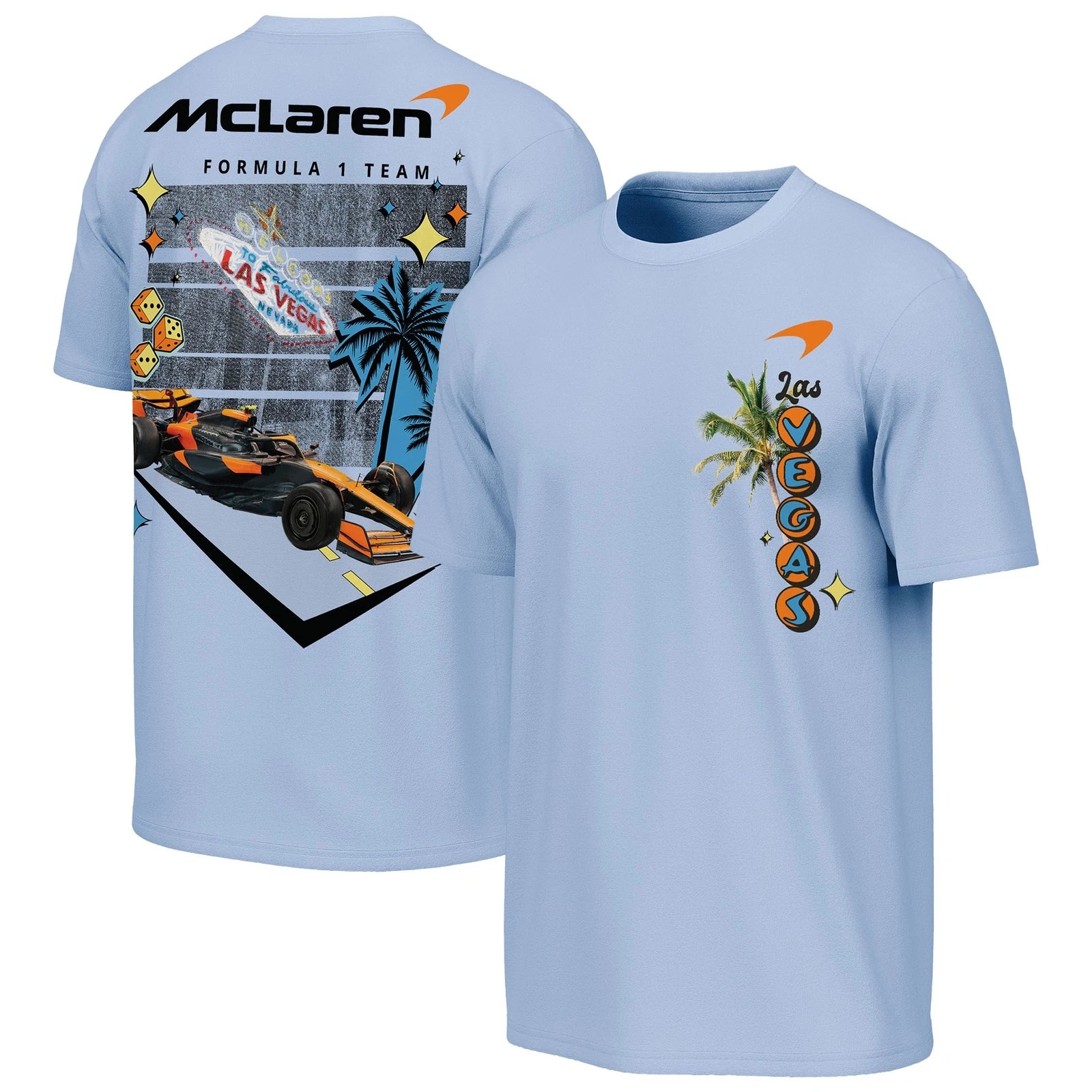 Light Blue McLaren F1 Team 2025 Las Vegas Grand Prix Washed T-Shirt Fans Gifts