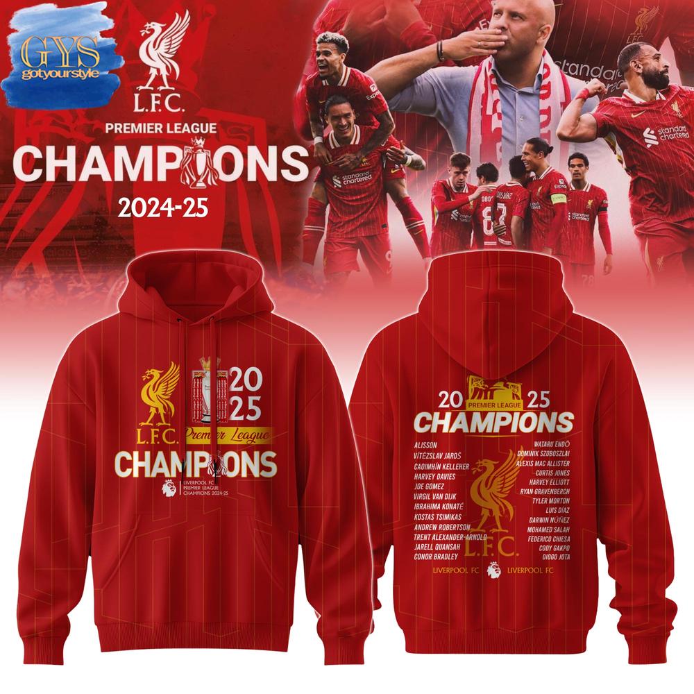 Liverpool 2025 Premier League Champions Special Edition Hoodie Premium Merchandise