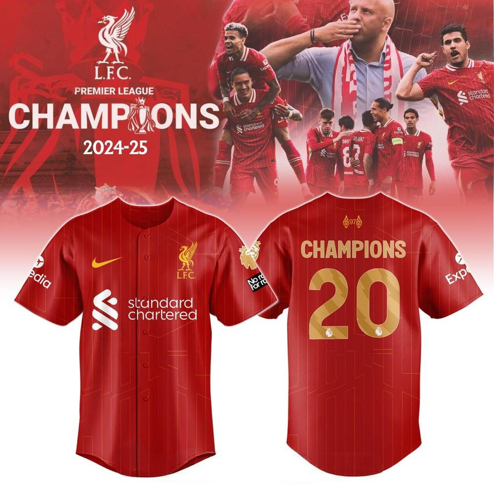 Liverpool FC Premier League Champions 2024-25 Season Special Baseball Jersey Fans Gifts