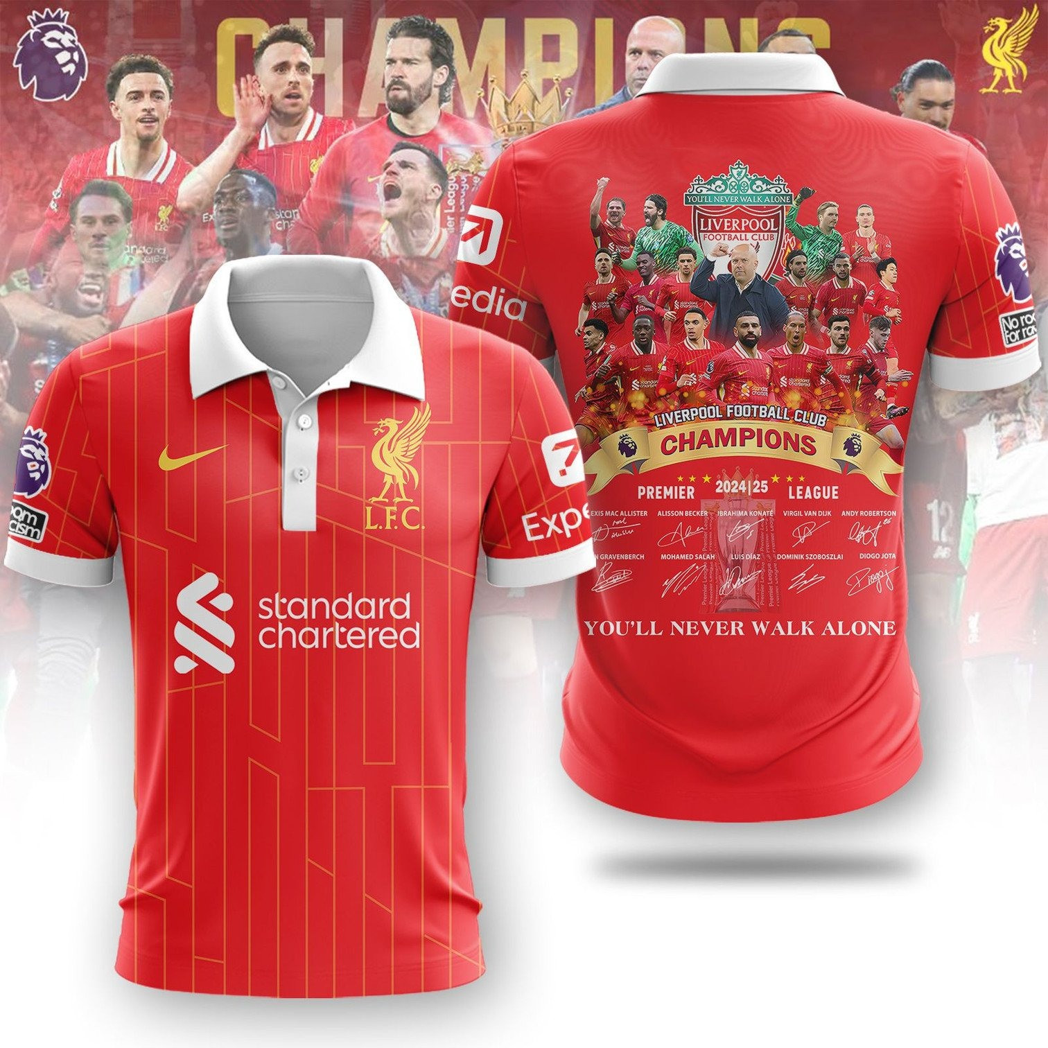 Liverpool FC Premier League Champions Polo Shirt Liverpool Champions Shirt 2025