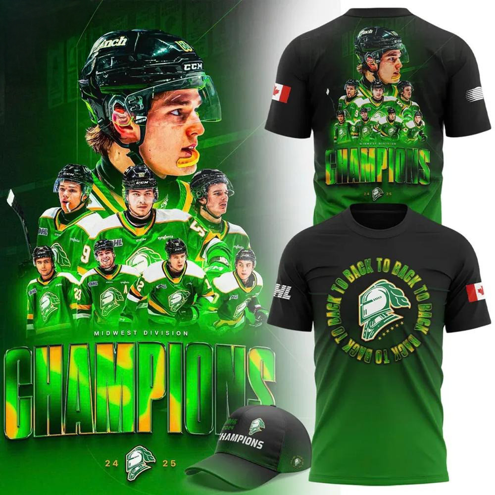 London Knights 2025 Midwest Division Champions Premium Shirt Gifts For Ice Hockey Fans