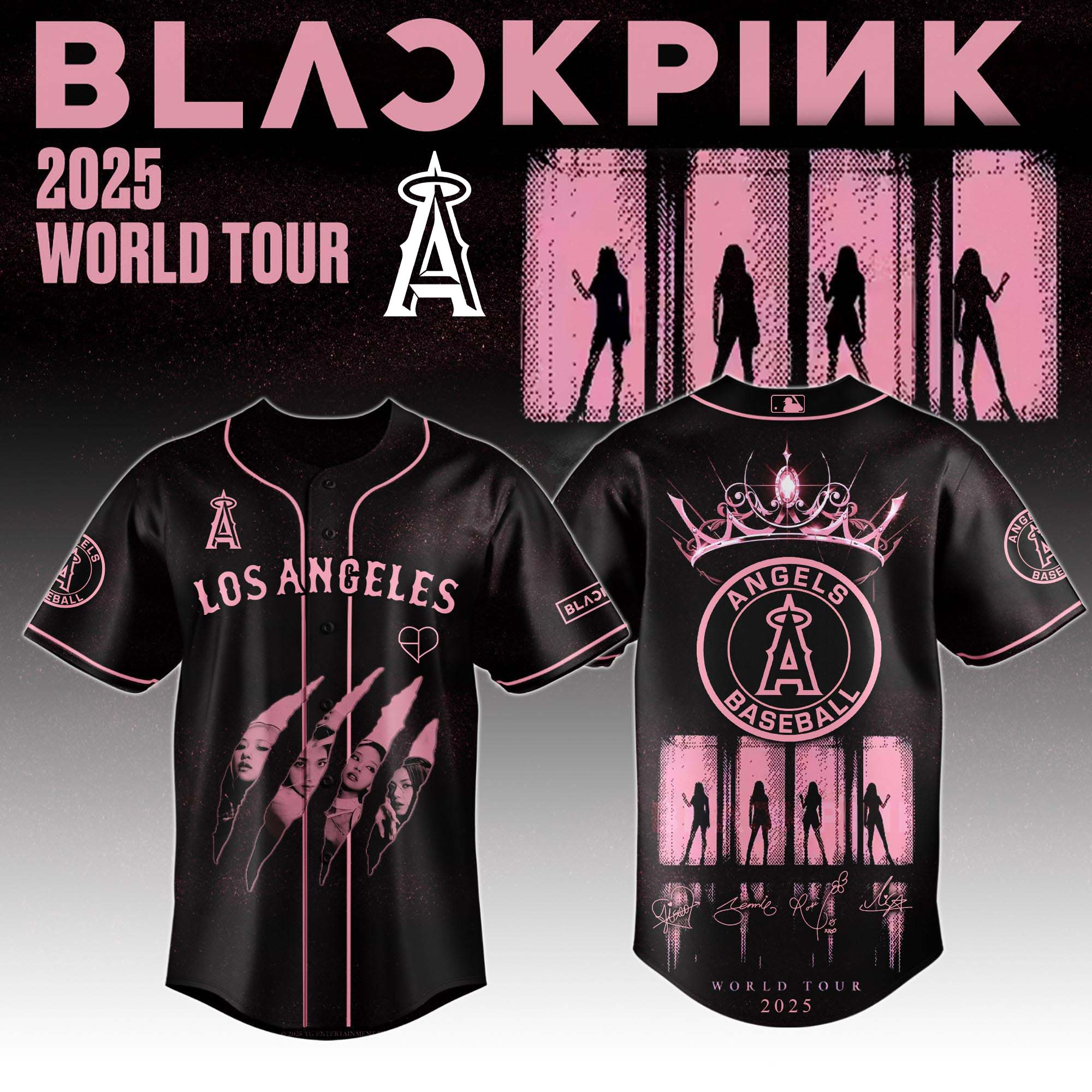 Los Angeles Angels MLB x Black Pink World Tour Personalized Baseball Jersey For Fans