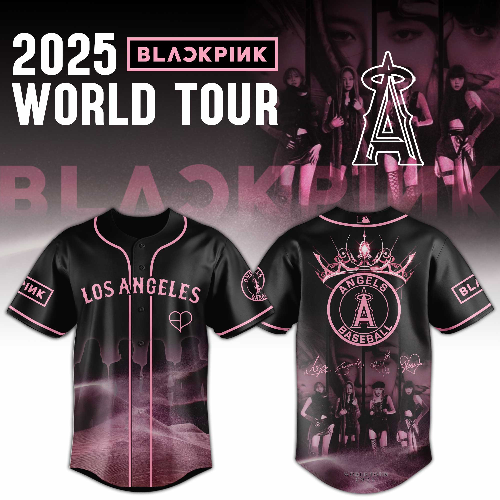 Los Angeles Angels MLB x Black Pink World Tour Personalized Baseball Jersey For Fans