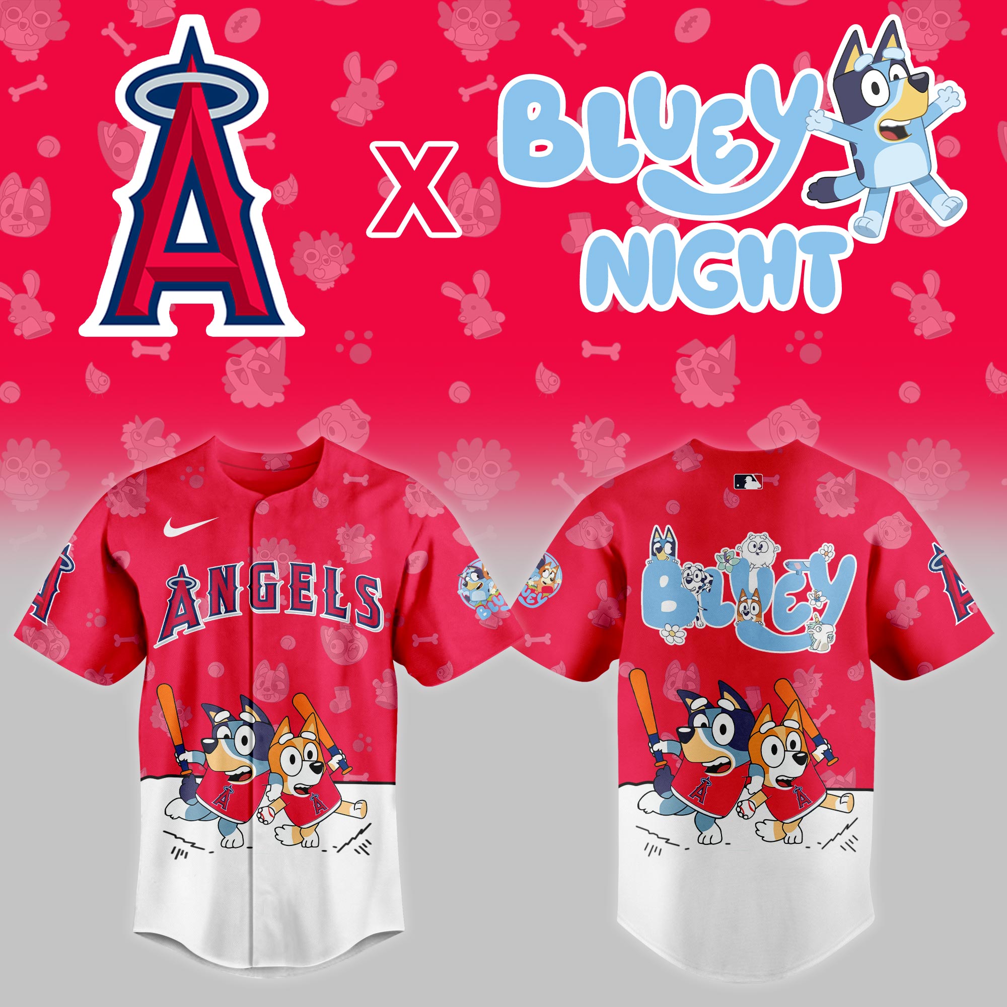 Los Angeles Angels MLB x Bluey Night Personalized Baseball Jersey For Fan