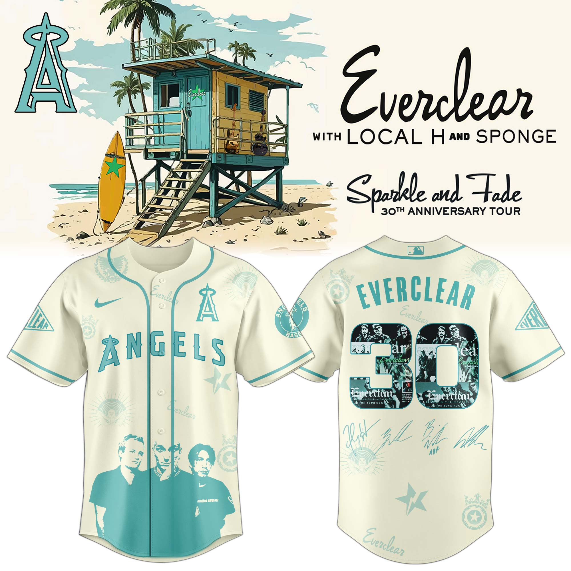 Los Angeles Angels MLB x Everclear 30th Anniversary Tour Personalized Baseball Jersey For Fans