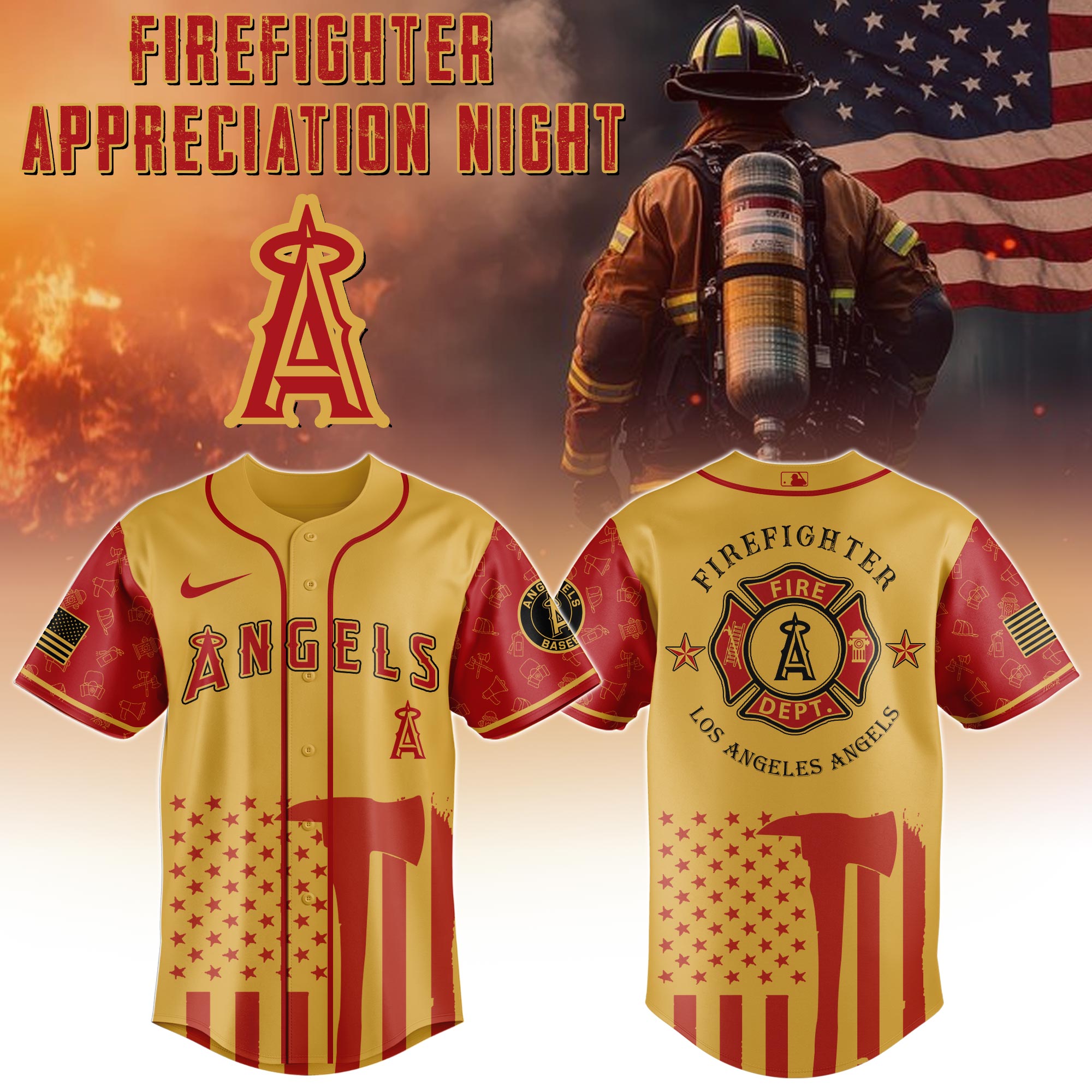 Los Angeles Angels MLB x Firefighter Appreciation Night Personalized Baseball Jersey For Fans